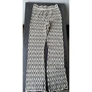Christian Lacroix Y2K Geometric Knit Pants S Olive Cream Boho Chevron Wide Leg